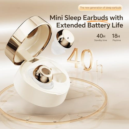 Xmenha Mini Invisible Sleep Earbuds for Side Sleepers, Wireless Bluetooth Sleeping Ear Buds Headphones Small Tiny Micro Noise Cancelling Earbuds for Small Ears Canals Women, Sleep Earphones - color: Beige