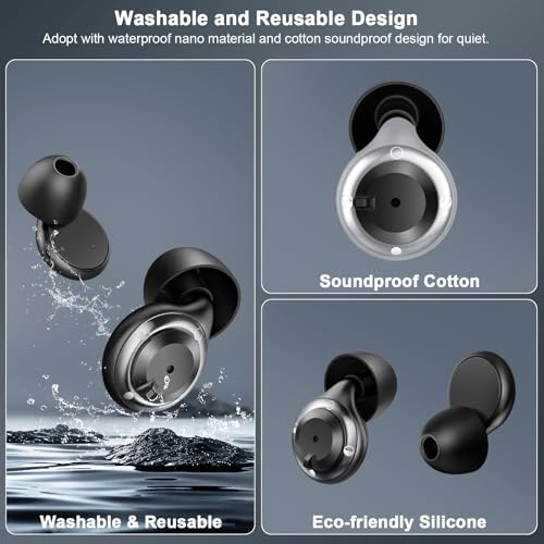 Adjustable Ear Plugs-3, Ear Plugs for Sleeping Noise Cancelling 17-35dB SNR, for Snoring, Side Sleepers, Office & Travel with 7 Single/Double Silicone Reusable earplugs and Magnetic Carry Case