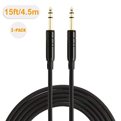 CableCreation 1/4 Inch 6.35mm TRS Balanced Stereo Instrument Guitar Cable | Pro Grade Quarter inch 1/4'' TRS Male to Male Audio Cable for Bass,Keyboard,AMP,Speaker,Mixer,Studio,Speaker/Receiver,6~50ft - size: 15 Feet