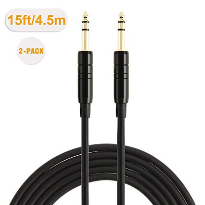 CableCreation 1/4 Inch 6.35mm TRS Balanced Stereo Instrument Guitar Cable | Pro Grade Quarter inch 1/4'' TRS Male to Male Audio Cable for Bass,Keyboard,AMP,Speaker,Mixer,Studio,Speaker/Receiver,6~50ft - size: 15 Feet