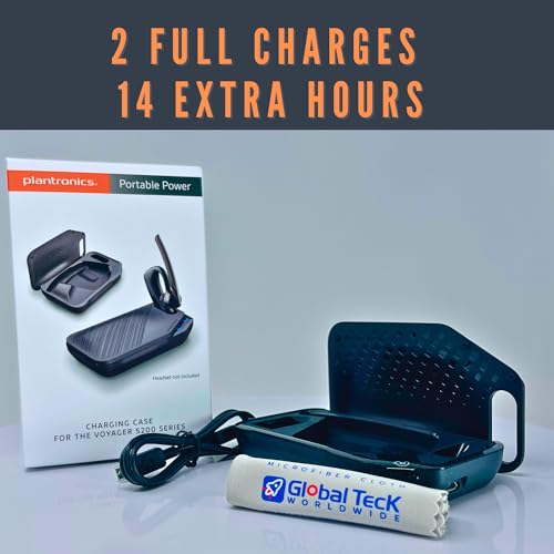 Poly Plantronics Voyager 5200 Charging Case and Docking Stand - Global Teck Bundle with GTW Microfiber Cloth