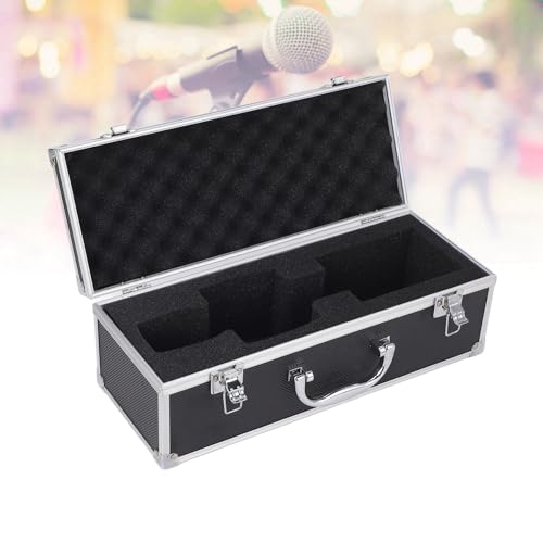 Asixxsix Hard Shell Carrying Case for Wireless Microphone Systems, Portable Equipment Storage Case, Aluminum Alloy Sturdy Build, EVA Foam Interior, IP67 Rain Proof