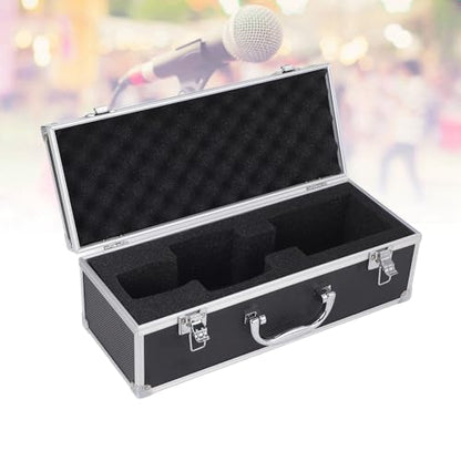 Asixxsix Hard Shell Carrying Case for Wireless Microphone Systems, Portable Equipment Storage Case, Aluminum Alloy Sturdy Build, EVA Foam Interior, IP67 Rain Proof