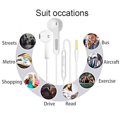 Wired Earbuds with Microphone, 3.5mm Jack In-Ear Headphones Wired Earphones | 2 Pack Wired Earphones Plug in Ear Buds for Computer Laptop PC iPhone Android, Airplane Travel Headphones with jack - size: 2 Pack(3.5mm Jack)