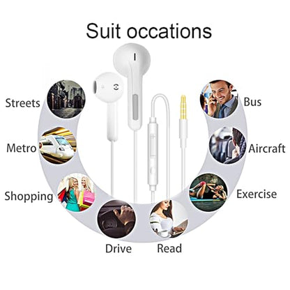 Wired Earbuds with Microphone, 3.5mm Jack In-Ear Headphones Wired Earphones | 2 Pack Wired Earphones Plug in Ear Buds for Computer Laptop PC iPhone Android, Airplane Travel Headphones with jack - size: 2 Pack(3.5mm Jack)