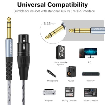 JOLGOO XLR Female to 1/4 Inch 6.35mm TRS Adapter Cable, XLR to Quarter inch Patch Cable, 1 Feet, for Microphone,Mixer,Guitar,AMP,Speakers - size: 1 Feet, style: XLR Female to 1/4 TRS Male