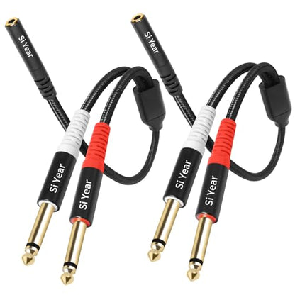 3.5mm to Dual 1/4 TS Stereo Breakout Cable,1/8 inch to 1/4 inch Mono Y Splitter Audio Cord Adapter (30cm/2Pack) - color: 3.5F-2X6.35-2PACK