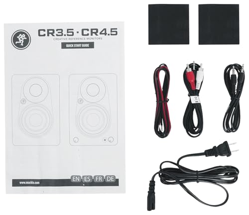 Audiosavings Bundle: Pair of Mackie CR3.5 3.5" Powered Studio Monitors with Tone Control Bundle with Pair of Rockville RHT8B Computer/Bookshelf Desktop Speaker/Studio Monitor Stands (2 Items)