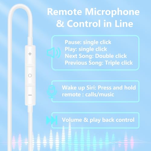 2Pack Wired Earbuds for iPhone with Lightning Connector, Hi-Fi Sound Headphones with Built-in Remote to Control Music, Volume and Calling Microphone Compatible with iPhone 14/13/12/11/SE/XR/X/8/7/iPad