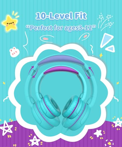 Wired Kids Headphones with Mic, 85/94dB Safe Volume Control, Foldable On-Ear Headset for School, Travel, Tablet & Laptop, 3.5mm Jack, Green & Purple - color: GreenPurple