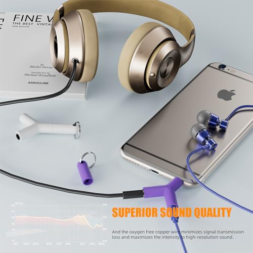 Headphone Audio Y-Splitter, 3.5mm Male to Dual 3.5mm Female Adapter for 2 Headphones/Earphones, Compatible with iPhone, iPad, MP3 (1pack-Black)