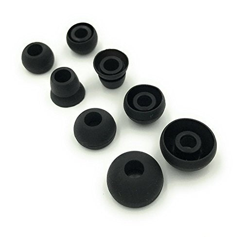 Black Replacement Earbud Tips for Powerbeats 3, Powerbeats 2, Small, Medium, Large, Double Flange - color: Black