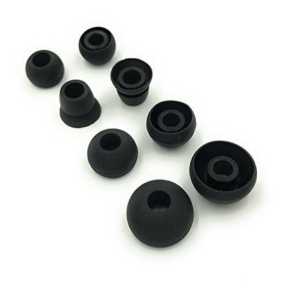 Black Replacement Earbud Tips for Powerbeats 3, Powerbeats 2, Small, Medium, Large, Double Flange - color: Black