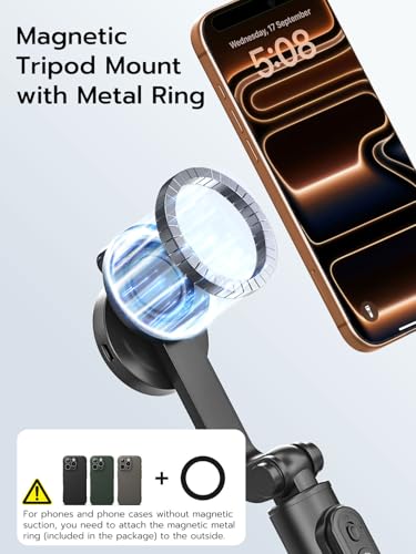 USKEYVISION 49'' Magnetic Selfie Stick Tripod with Light & Remote (SPT-02) | 360° Rotatable Magnetic Tripod with Ring Light for iPhone & Android, Content Creator Essentials for Tiktok Video Recording - size: 49" Magnetic Selfie Stick with Light