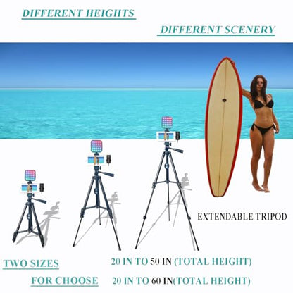 for iPhone Vlogging Kit, Vlogging Kit for Andriod Phone with Two Tripods RGB Light Lavalier Microphone Remote for YouTube Tiktok Content Creator - size: M with Wirless Mic