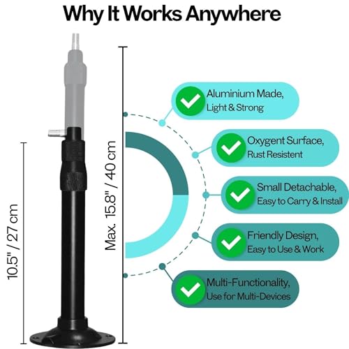 Adjustable Wall Mount for Microphone and Antennas Installing | Mics Wall and Ceiling Mount, Aluminum Alloy Bracket for Wireless Antenna Paddle, Camera and Mic, with a 3/8" to 5/8" Adapters