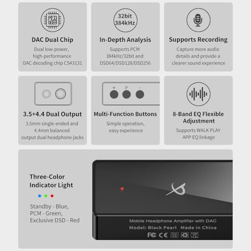 LEAUDIO TRN Black Pearl Portable Hi-Fi Digital Audio Decoder 3.5+4.4 Output Dual CS43131 PCM 384kHz 32Bit DSD256 DAC Headphone Amplifier