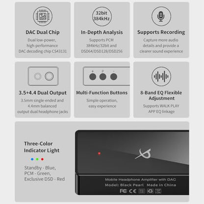 LEAUDIO TRN Black Pearl Portable Hi-Fi Digital Audio Decoder 3.5+4.4 Output Dual CS43131 PCM 384kHz 32Bit DSD256 DAC Headphone Amplifier