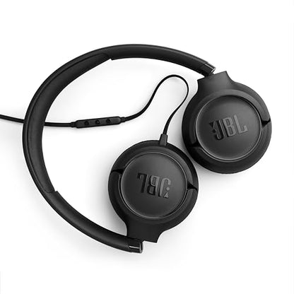 JBL Tune 530C - Wired On-Ear Headphones - Black | JBL Pure Bass Sound, Hi-Res Audio, Wide compatibility, 3-button remote with microphone, Easy EQ presets - color: Black
