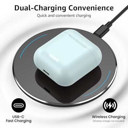 TOZO T6 Wireless Earbuds Bluetooth 5.3 Stereo Sound in Ear Headphones | 50H Long Playtime Ear buds with Charging Case, App Customizable EQs, IPX8 Waterproof Earphones, AI Calls, Deep Bass - color: Blue