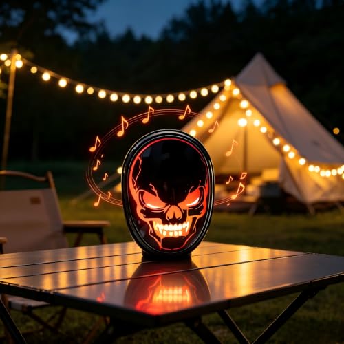 Halloween Ghost Bluetooth Speaker, Spooky Funny Skull Mini Speaker Wireless (Dark Black) - color: Dark Black