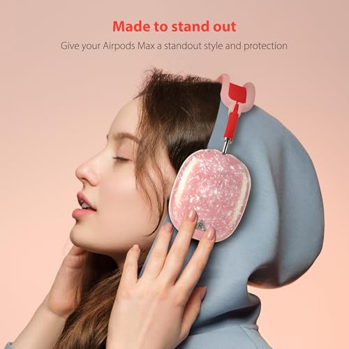 Case Cover for AirPods Max Headphone,Glitter Shell Pattern TPU Ear Cup Case,Silicone Ear Pad/Headband Protective Cover Accessories Compatible with Apple AirPods Max(2024/2020),Glitter Pink Seashell - color: Glitter Pink Seashell