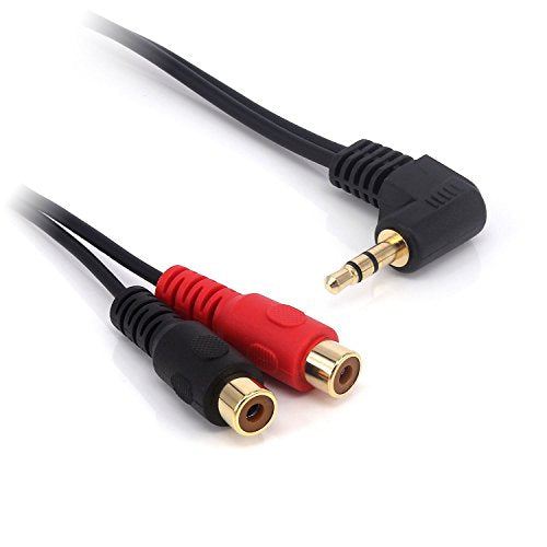 3.5mm to 2RCA Adapter Cable, 8 Inch Gold Plated 90 Degree Right-Angled 1/8" TRS Stereo Male to Dual RCA Female Y Splitter Adapter Cable(3.5M/2RCAF)