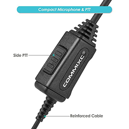 2-Pack Walkie Talkie Earpiece, 2.5mm/3.5mm 2-Pin Two Way Radio Headset with PTT Mic, Compatible with Motorola Two-Way Radios | Two Way Radio Earpiece with PTT