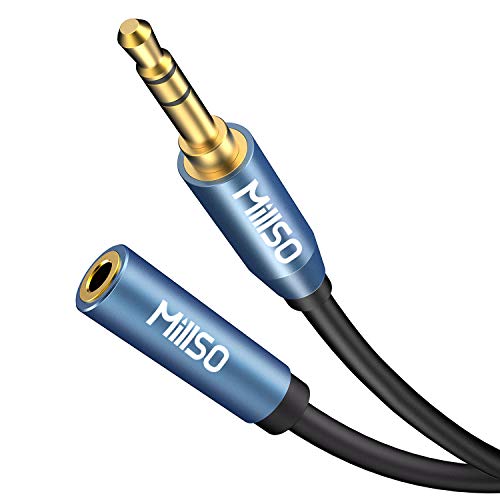 3.5mm Headphone Extension Cable 16FT TRS 3.5mm Male to Female Cord | Sapphire Blue, Metal Shell, Premium Stereo Audio Jack Extension Adapter Aux Cord for Headphone, Speaker, Home Stereo System - size: 16 ft