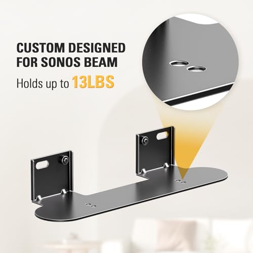 Mounting Dream Soundbar Mount with Easy Access Design for SONOS Beam, SoundBar Bracket with Sliding Block Fits TV up to VESA 600x400mm, Compatible with The Beam Constructed of Duty Aluminum Profile - size: Soundbar Mount for Sonos Beam