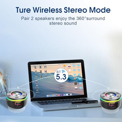 OYIB Bluetooth Shower Speaker, Portable Bluetooth Speaker 360° HD Sound, RGB Lights, IPX7 Waterproof Wireless Speaker with Suction Cup and Mic, Shower Radio for Party/Outdoor/Travel/Gifts/Black - color: Deep Black
