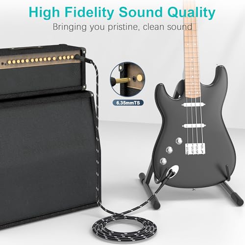 1/4 Inch Guitar Cable 2-Pack, 3.3FT, 6.35mm TRS Balanced Audio Cable | Quarter Inch TRS to TRS Balanced Stereo Instrument Cable for Electric Guitar, Bass, Keyboard, Mixer and Amplifier - size: 3.3 FT
