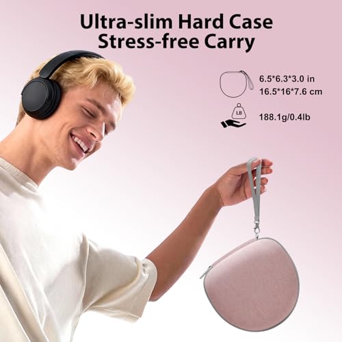 Headphone Case for JLab/Beats/TOZO/JBL/BERIBES/Picun Etc Headphones, Pink | for JLab JBuds Lux ANC/Go Lux ANC, Beats Studio Pro/Solo 4 3,TOZO HT3,KVIDIO Etc Headphone, Hard Shell Case for Travel Home - color: Pink