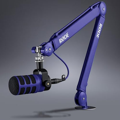 Rode PodMic Dynamic Broadcast Microphone with PSA1+ Microphone Boom Arm, WS14 Pop Filter, and Premium XLR Cable (Purple)
