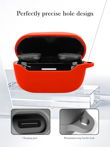 Case for JBL Endurance Race 2 True Wireless in Ear Earbuds,Soft Protective,Shockproof, BOVUGAC Silicone Case Cover with Keychain & Cleaning Kit & Lanyard-Red - color: Red