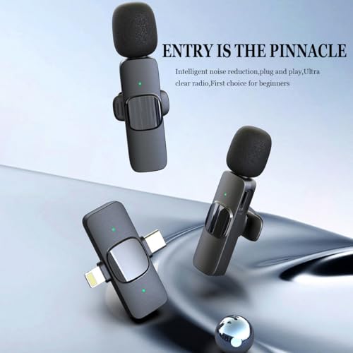 Wireless Microphone for iPhone/Android/PC/Tablets,Wireless Lavalier Microphone with USB-C/Lightning Plug, Video Recording - Clip on Microphones for YouTube Tiktok Podcast Vlogging