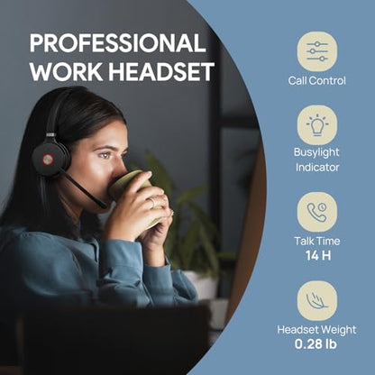 Yealink WH62 Dual Wireless DECT Headset for IP Phone & PC, Teams & Zoom | 525ft Long Range, Quick Mute, Noise Canceling Microphone, Call Control, 14H Battery for Home Office Call Center - style: WH62 Dual-ear