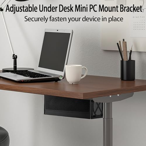 Adjustable Under Desk Mini PC Mount Bracket Holder for PCS or NAS,Heavy-Duty Adjustable Under Desk Mount for Desktop NAS 1/2/4(Network Attached Storage),CPU,Mini PC,UPS,SFF Desktop Tower,Xbox Series X - size: Large