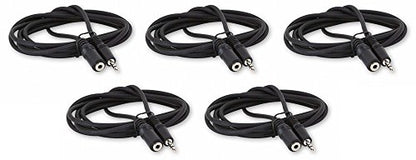 Five Pack of YCS Basics 6 Foot 3.5mm Headphone Extension Cables Male/Female - size: 006 Ft 5 Pack