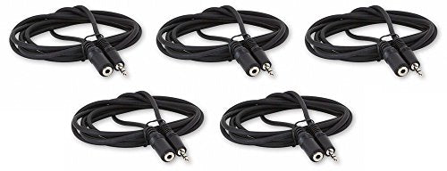 Five Pack of YCS Basics 6 Foot 3.5mm Headphone Extension Cables Male/Female - size: 006 Ft 5 Pack