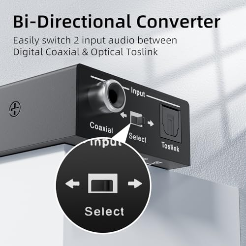 Optical-to-Coaxial or Coax-to-Optical Digital Audio Converter Adapter, LUKFOCAB Digital Coaxial to Optical Converter, Bi-Directional Coax Digital to/from Optical Toslink SPDIF Audio Converter/Repeater