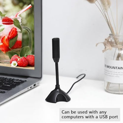 Mini USB 2.0 Condenser Microphone with Adjustable Stand - Flexible Desktop Mic for PC Laptop Recording, Meeting, Remote Work, 2M Range Clear Sound