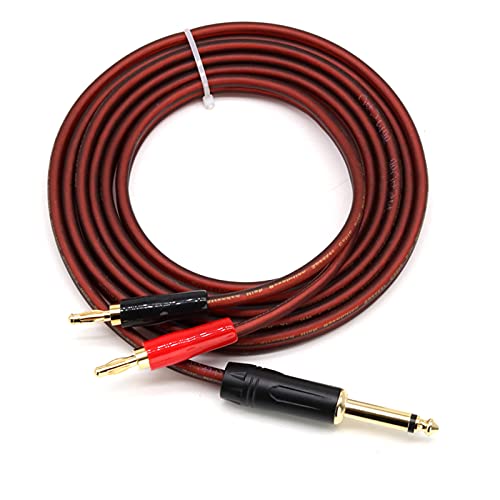 6.35mm TS to Banana Plug Audio Cable, Gold-Plated 1/4 TS Wire Cord to Dual 4mm Banana Plugs, OFC HiFi Speaker Wire for DJ Application, Guitars Mixer