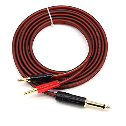 6.35mm TS to Banana Plug Audio Cable, Gold-Plated 1/4 TS Wire Cord to Dual 4mm Banana Plugs, OFC HiFi Speaker Wire for DJ Application, Guitars Mixer
