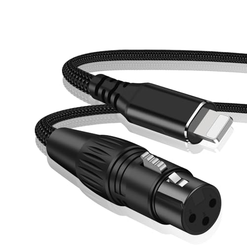XLR to i-Phone Microphone Cable 6.6FT,XLR Female to Lighting Mic Link Converter,for Microphones or Recording Karaoke Sing,Compatible with i-Phone 14/13/12 pro max, i-Pad 9/8/7