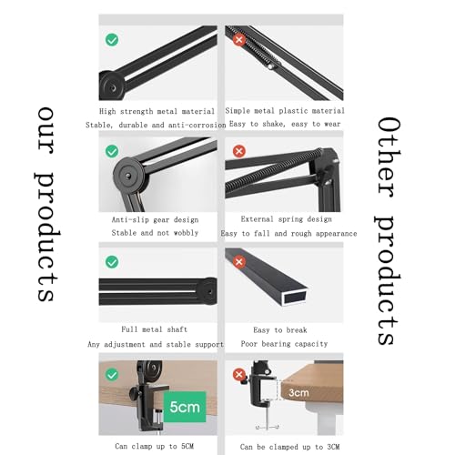 Mic Stand Desk Foldable Low Profile Mic Arm, Maximum Load 2kg Suspension Boom, Desktop Boom Microphone Stand With Universal Clip For Streaming Recording Podcast Game 360° Mic Stand ( Size : Short )