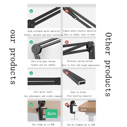 Mic Stand Desk Foldable Low Profile Mic Arm, Maximum Load 2kg Suspension Boom, Desktop Boom Microphone Stand With Universal Clip For Streaming Recording Podcast Game 360° Mic Stand ( Size : Short )