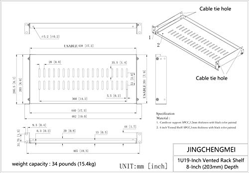 2 Pack of 1U Vented Cantilever Server Rack Mount Shelf 8" D | Disassembled Universal Rack Tray 8" Depth for 19" Network Cabinet or Equipment Rack (8V2PC) - size: 8V2PC