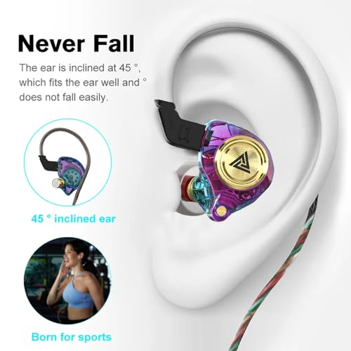 Wired Gaming Earbuds, Ak3file in Ear Monitors, Deep Bass Sound Wired Earbuds, HiFi in Ear Headphones with 1DD 10mm Dynamic Driver, IEM for Music Gaming Video Calling (Purple) - color: Purple