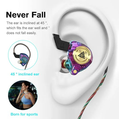 Wired Gaming Earbuds 2Pack, Ak3file in Ear Monitors, Deep Bass Sound Wired Earbuds, HiFi in Ear Headphones with 1DD 10mm Dynamic Driver, IEM for Music Gaming Video Calling (Black+Purple) - color: Black+Purple